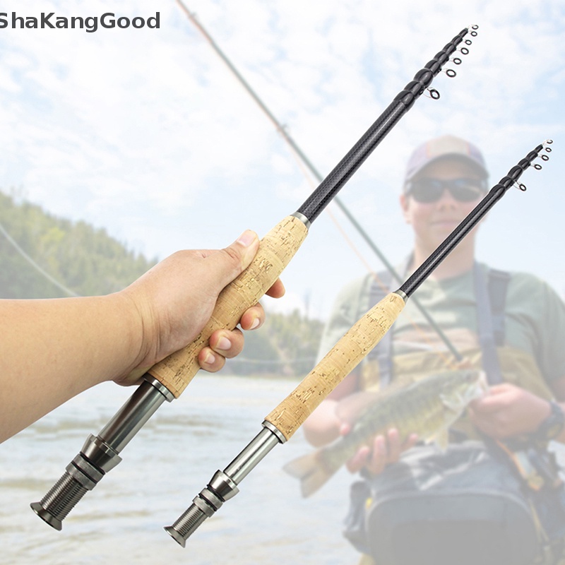 Skid 2.1m2.4m2.7m Telescopic Fly Fishing Rod Portable Carbon Fast M Power Fly Trout Lure Fishing Tackle Rod Alat Pancing pesca SKK