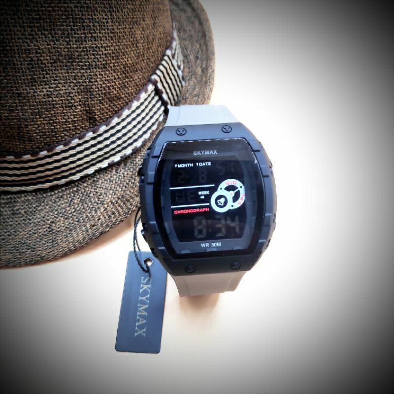 Jam Tangan Pria SKYMAX 2209G RM Original Tali Rubber Anti air Bergaransi
