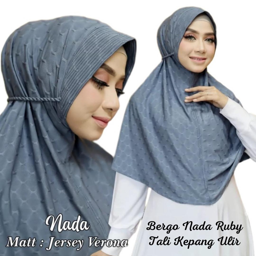 Hijab Bergo Nada Ruby, Kerudung Tali Kepang Ulir, Khimar Bergo Ruby, Jilbab Instan Kekinian, Kerudun