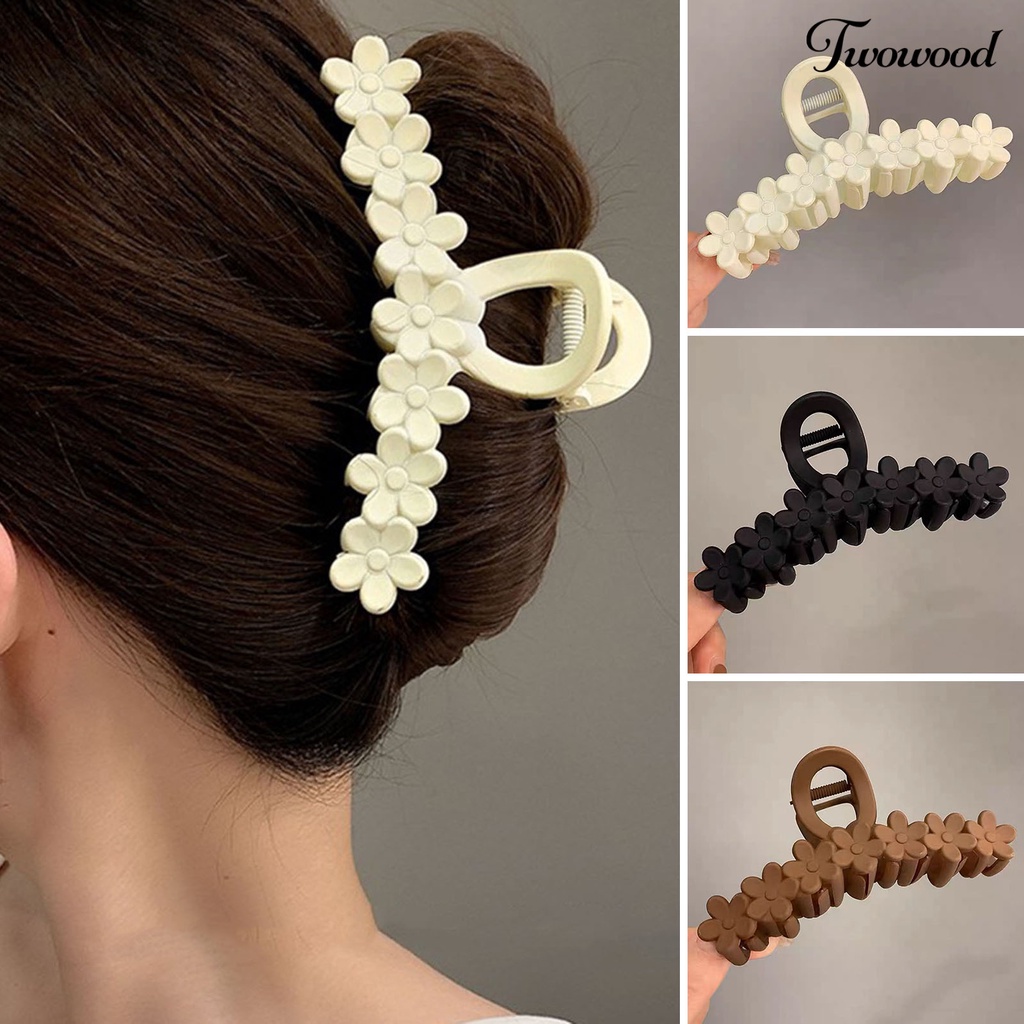 Twowood Wanita Cakar Rambut Warna Solid Anti-slip Bunga Dekorasi Cross Gigi Kokoh Hiasan Rambut Hair Fixing Elastis Spring Hair Gripper