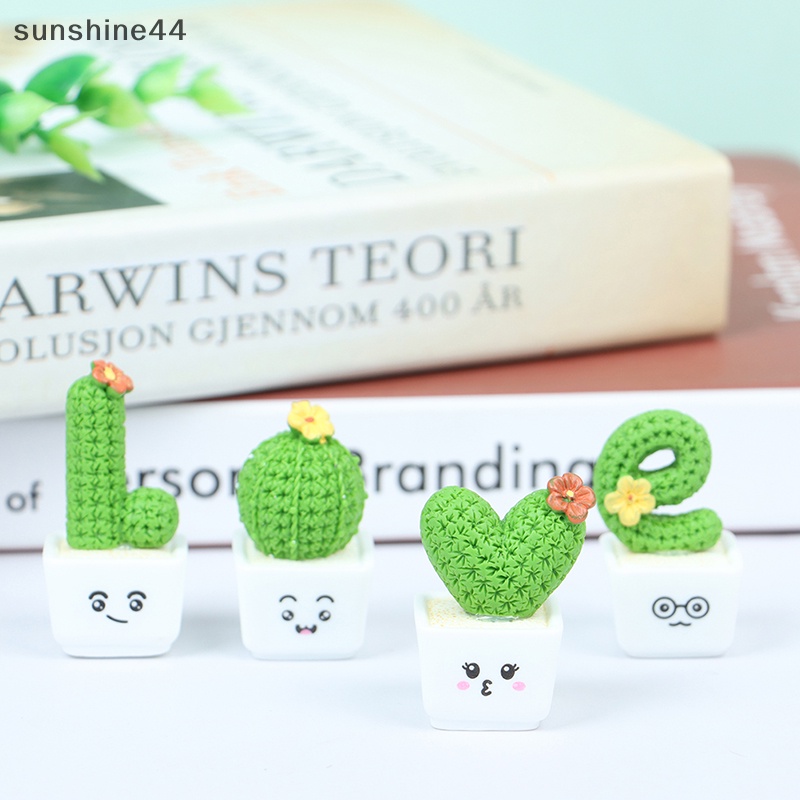 Sunshine 4PcsCactus Berbentuk Hiasan Dekorasi Prop Kaktus Tanaman Pot Decor ID