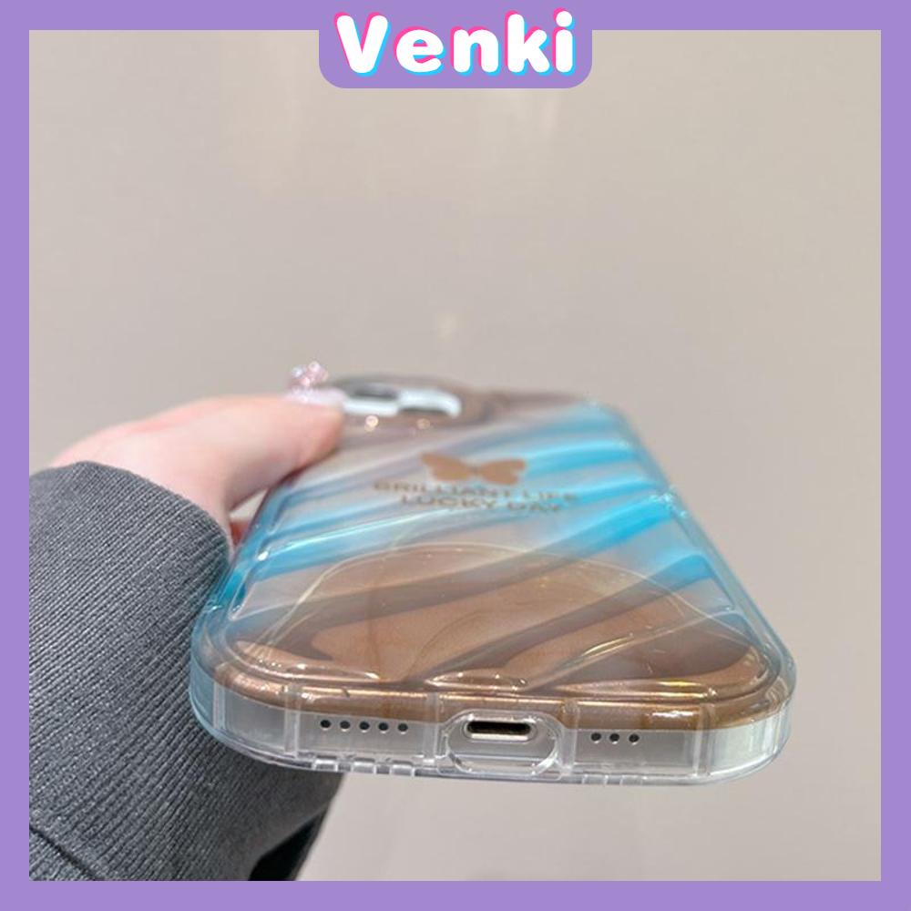 VENKI - Untuk iPhone 11 iPhone Case Laser Reflektif Bening Phone Case TPU Soft Shockproof Airbag Case Lucu Gradien Kupu-kupu Kompatibel dengan iPhone 14 13 Pro max 12 Pro 7Plus 8Plus