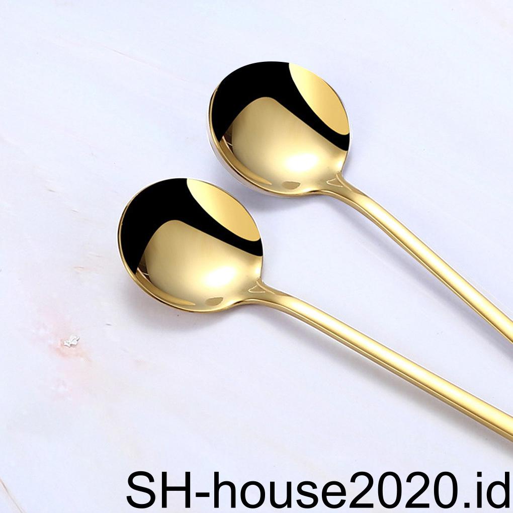 6/-piece Stainless Long/-Handed Small Round Spoon Coffee Stirring Sendok Teh Panjang Rumah Tangga/-Handed Spoon Kitchen Tableware