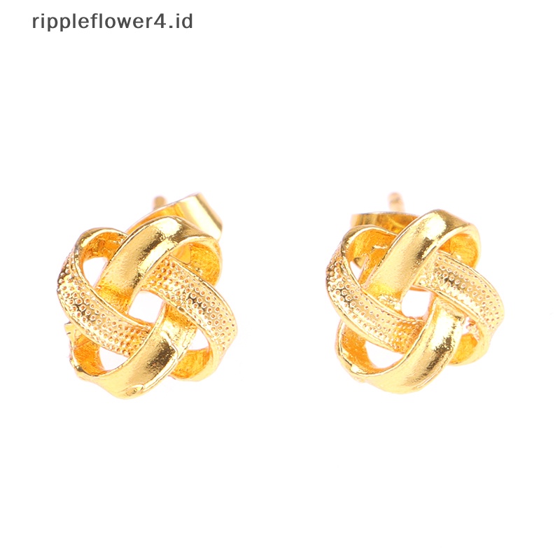 {rippleflower4.id} 3pcs /Set Perhiasan Untuk Wanita Interweave Geometris Liontin Kalung Anting Perhiasan Pernikahan Set Aksesoris Pesta Hadiah~