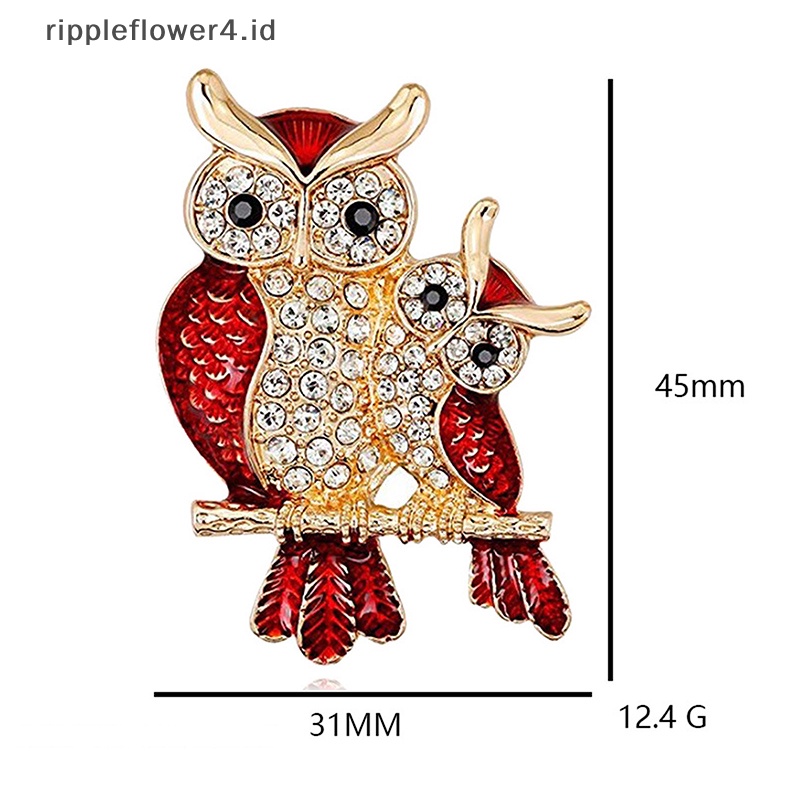 {rippleflower4.id} Owls Bros Hadiah Natal Pin Korsase Dua Owls Pin Jas Retro Bros~