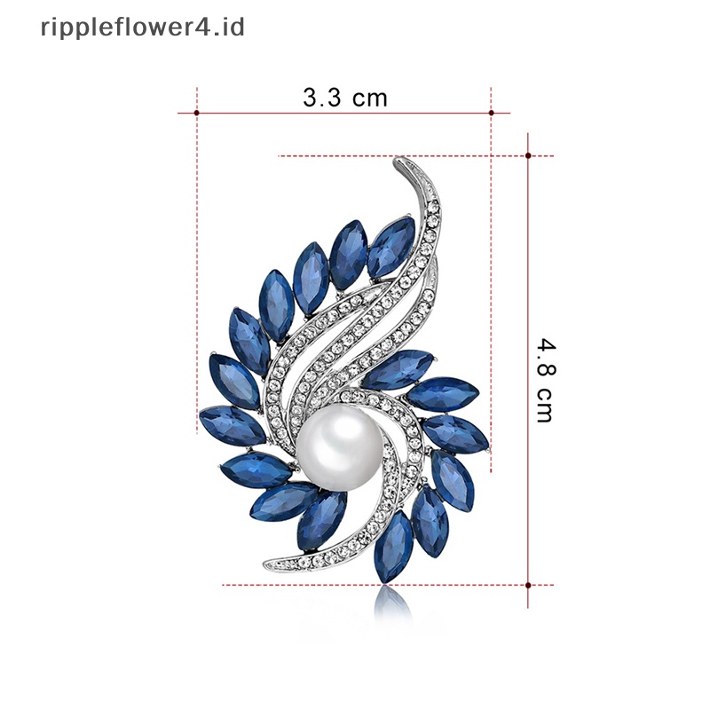 {rippleflower4.id} Fashion Berlian Imitasi Memutar Mutiara Bunga Bros Pin Perhiasan Lencana Pakaian Syal Aksesoris Hadiah~