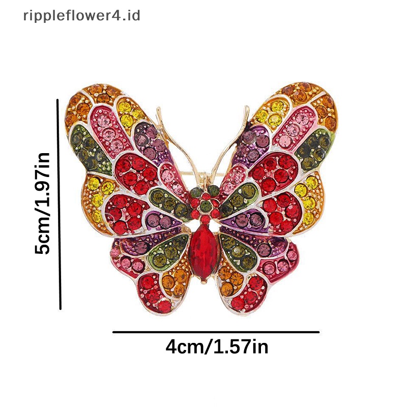 {rippleflower4.id} Bros Kupu-Kupu Berlian Imitasi Warna-Warni Berkilau Fashion Pesta Serangga Kantor Bros Pin Perhiasan Hadiah~