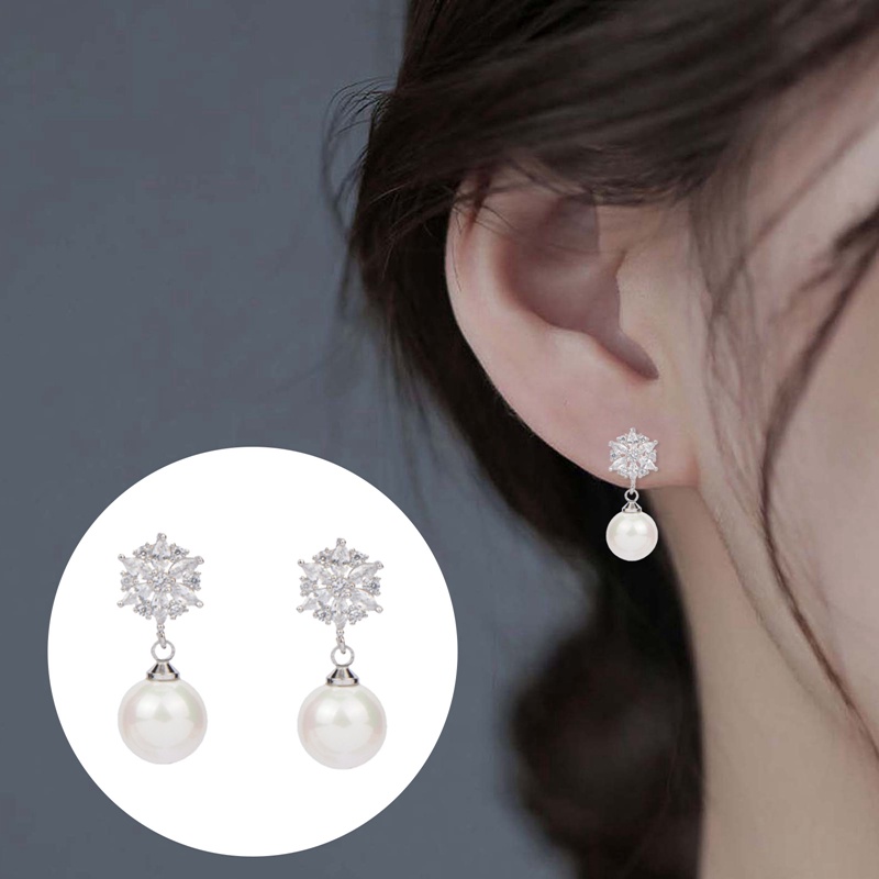 Fashion Anting Mutiara Air Tawar Drop Earrings Untuk Wanita,925 Perak Anting Mutiara Alami Perhiasan Pernikahan