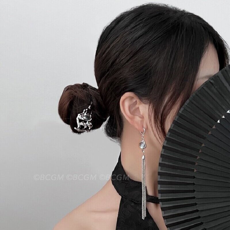 Retro Menguntungkan Awan Moonstone Rumbai Jepit Rambut Peri Antik High-End Jepit Rambut Berkelas Jepit Rambut Niche Langkah-Goyang Hanfu Aksesoris Rambut