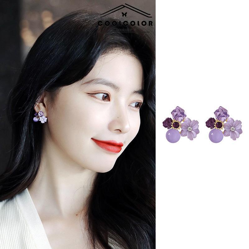 COD❤️Anting Bunga Kristal vintage Anting Indera Kelas Atas Anting Temperamen Lembut Untuk Wanita- cl