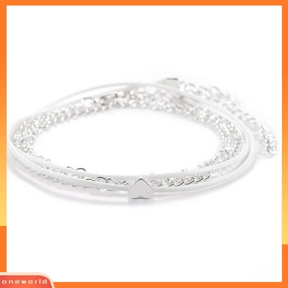 [WOD] Multi-layer Cinta Hati Pesona Gelang Kaki Wanita Musim Panas Sandal Ankle Bracelet Jewelry