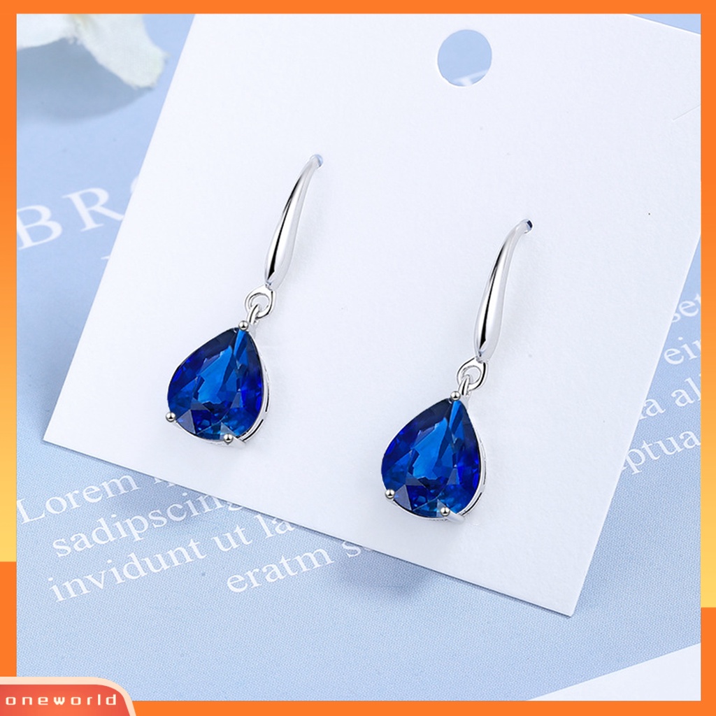 [WOD] 1pasang Anting Menjuntai Temperamen Elegan Cubic Zirconia Geometris Semua Pertandingan Hadiah Hias Wanita Tetesan Air Liontin Anting Perhiasan Pesta Untuk Pakaian Sehari-Hari