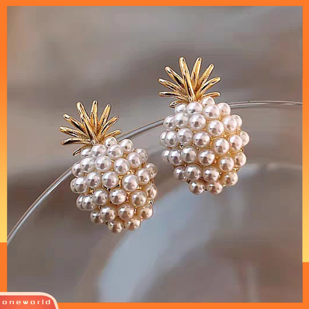 [WOD] 2pcs Anting Stud Indah Retro Metal Bentuk Nanas Ear Stud Untuk Pesta