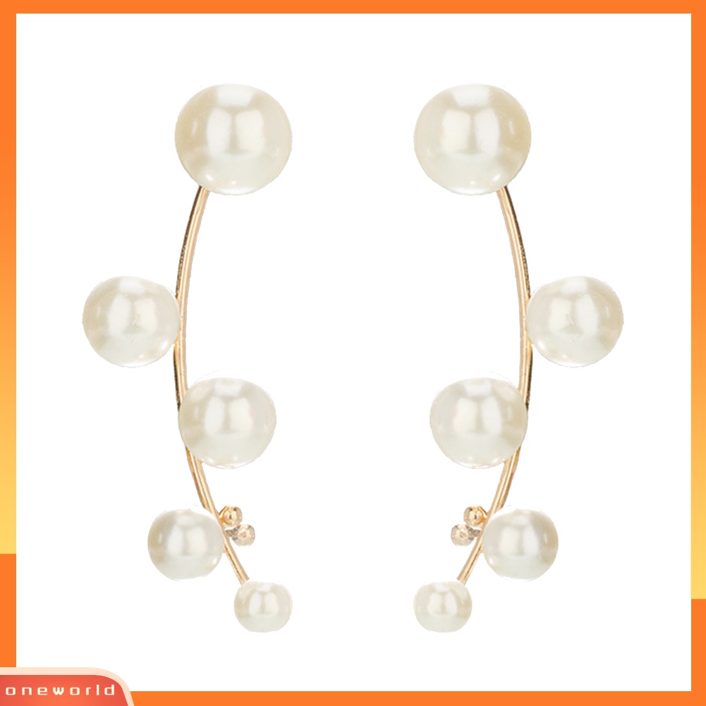 [WOD] Fashion Wanita Mutiara Imitasi Telinga Pendaki Crawler Stud Anting Pesta Perhiasan Hadiah