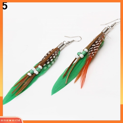 [WOD] Perhiasan Fashion Wanita Handmade Anting Bulu Angsa Menjuntai Kait Eardrop