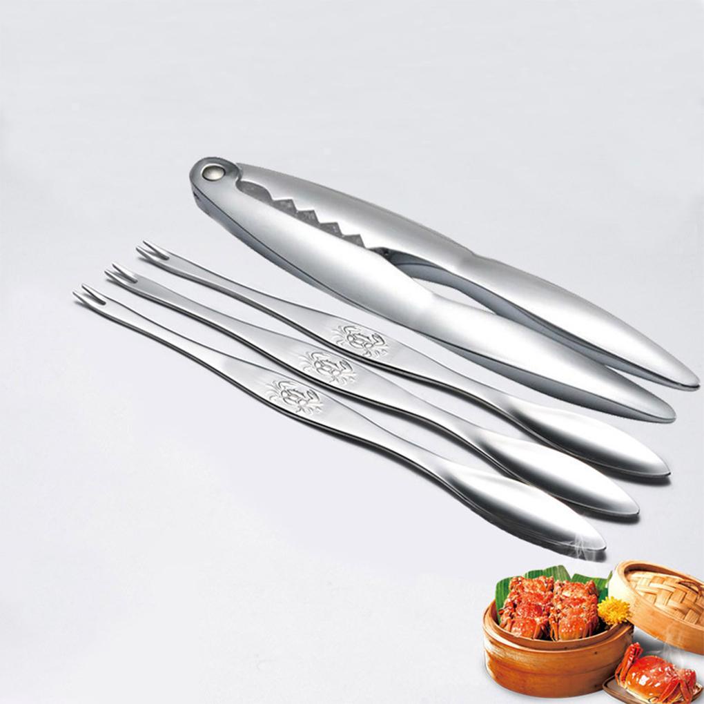 4buah /Set Kerupuk Seafood Reusable Washable Dual End Grafir Stylish Anti Karat Tahan Panas Tidak Berbau Garpu Alat