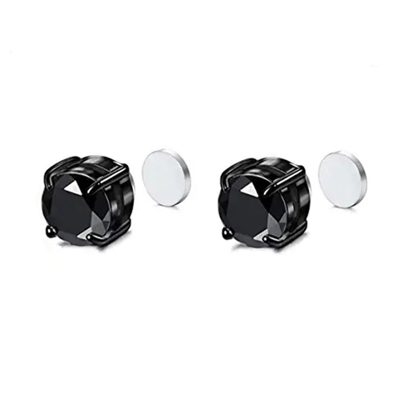 1pasang Kristal Kuat Magnetic Ear Stud Mudah Digunakan Anting Klip Untuk Wanita Pria Punk Bulat Zirkon Magnet Earrings Non Piercing Perhiasan