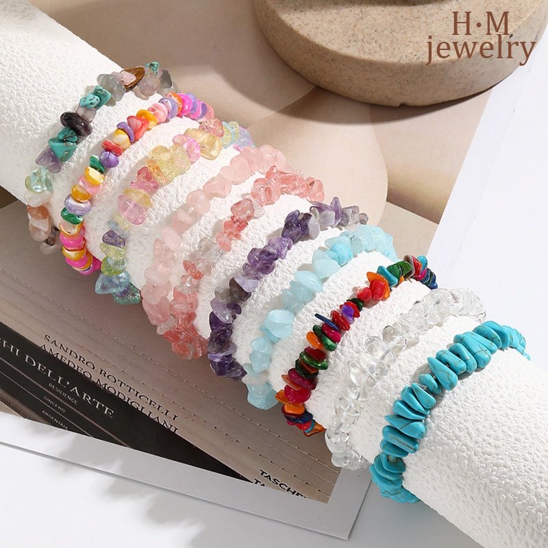 Bohemian Colorful Stone Bracelet Summer Ornament Gelang Batu Alam