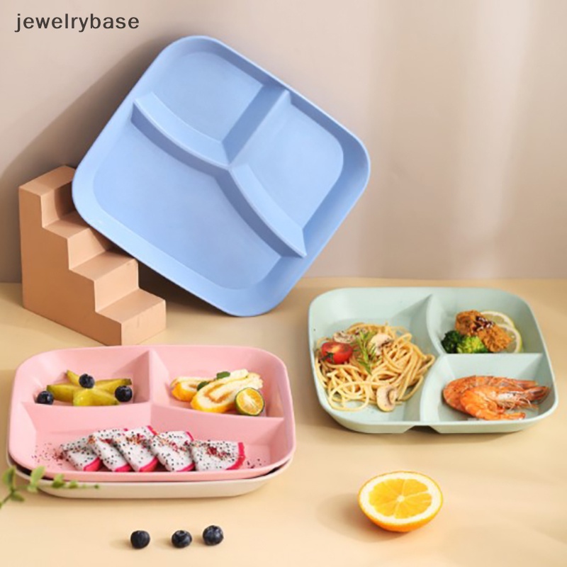 [jewelrybase] 3-kompartemen Piring Makanan Food Control Wheat Straw Diet Meal Plate Nampan Makanan Butik