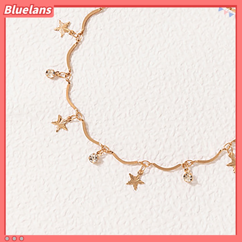 [BLS] 2pcs /Set Gelang Kaki Stackable All-match Adjustable Liontin Bintang Gelang Kaki Logam Untuk Pesta