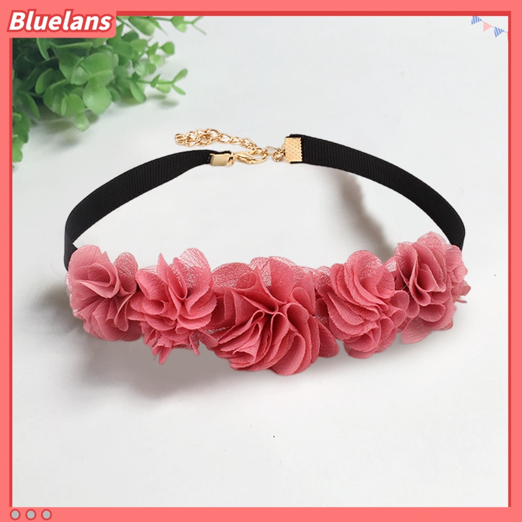 [BLS] Choker Kalung Stretch Gothic Temperamen Adjustable All-match Dekorasi Hadiah Wanita Renda Bunga Mawar Klavikula Rantai Leher Perhiasan Untuk Pacaran