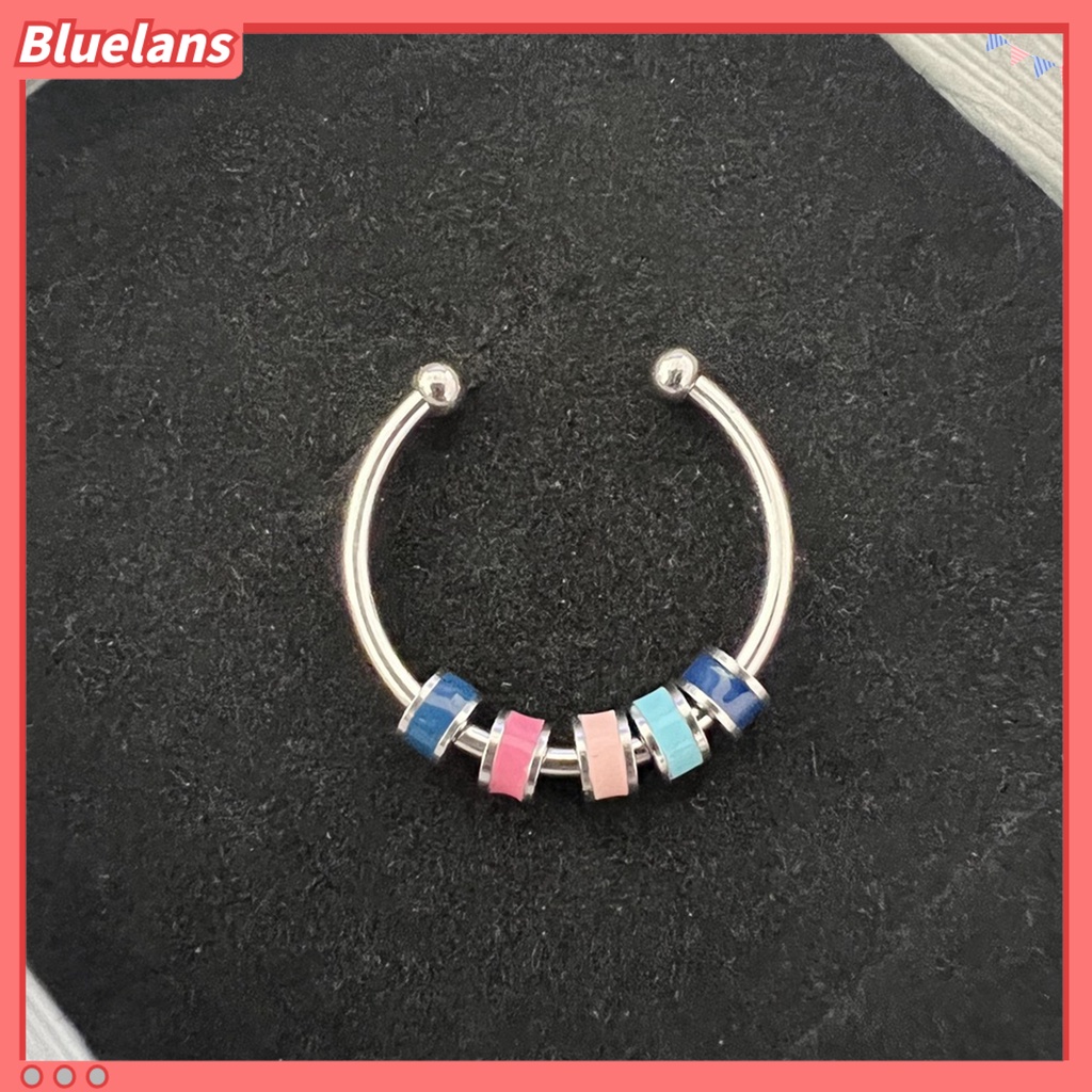 [BLS] Open Ring Adjustable Pengerjaan Halus Penghilang Kecemasan Dengan Manik-Manik Enamel Pembukaan Dekorasi Aksesori Unisex Susun Cincin Berputar Untuk Pakaian Sehari-Hari