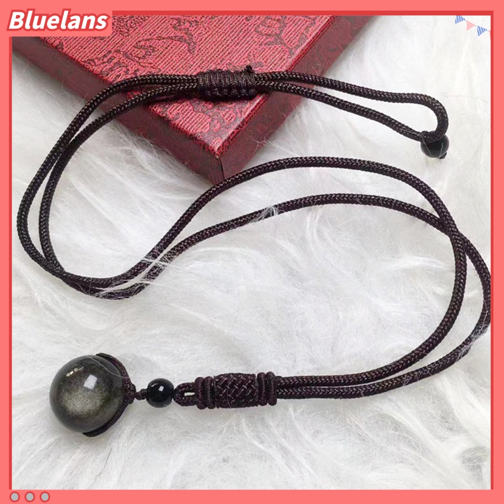 [BLS] Tali Rantai Geometris Buatan Tangan Adjustable Tali Nilon Batu Alam Tergantung Leher Dekorasi Finishing Terang Tiger Eye Batu Beruntung Kalung Perhiasan Aksesori