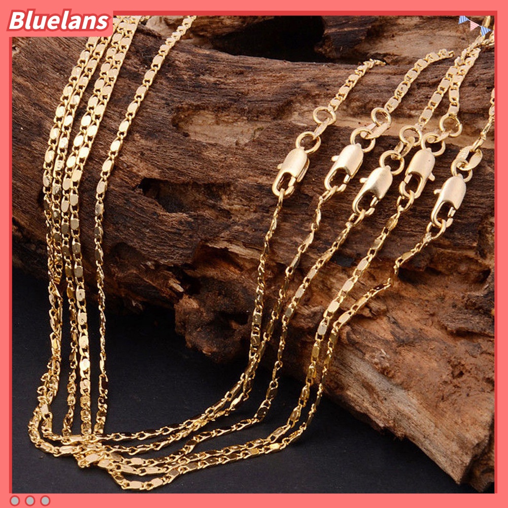 [BLS] 16-30 inch 2mm Keren Wanita Pria Flat Link Rantai Kalung Fashion Perhiasan Aksesori