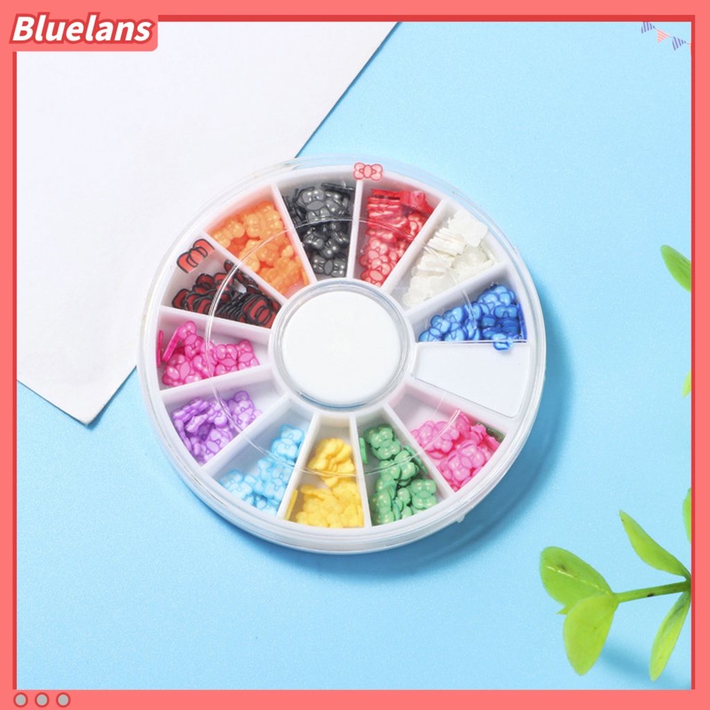 [BLM] 1kotak Irisan Kuku Bentuk Buah Bunga Efek 3D Ultra Tipis Polymer Mixed Nail Art Slime DIY Charms Untuk Perempuan