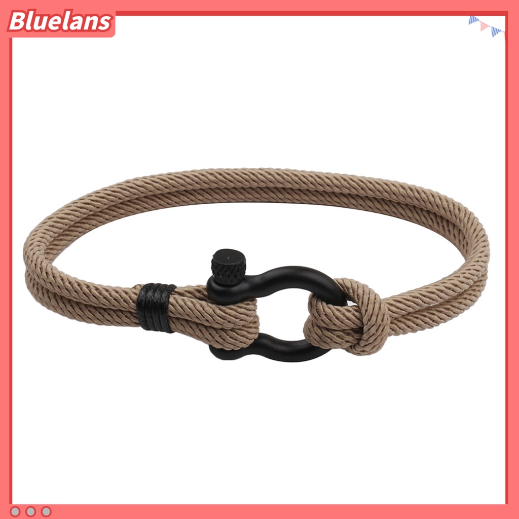 [BLS] Gelang Pasangan Kepribadian Buatan Tangan Geometris Baja Titanium Bentuk Tapal Kuda Gesper Braided Bracelet Perhiasan Aksesori