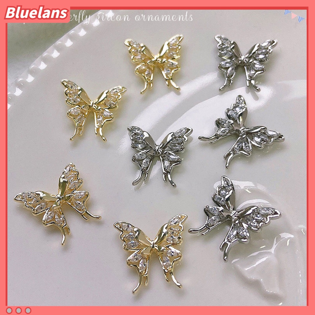 [BLM] 1pc Pesona Kuku Cubic Zirconia Shiny Tiga Dimensi Glitter Anti Jatuh DIY Nail Art Hadiah Butterfly Splicing Wing Nail Art Perhiasan Untuk Wanita