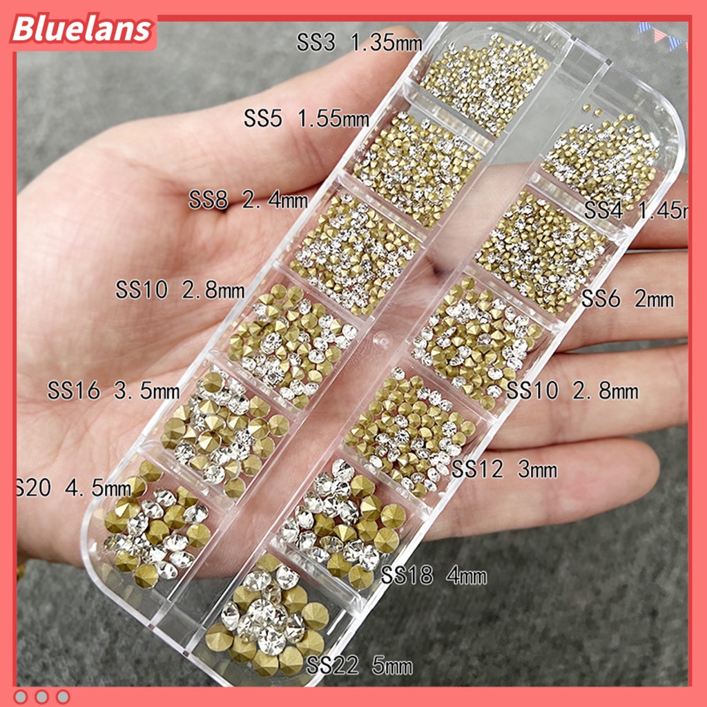 [BLM] 1kotak Kuku Berlian Imitasi Ukuran Campur Bening Bersinar Mudah Tempel Removable Dekorasi Kuku 12kisi 3D Berbentuk Tidak Teratur Manikur Pesona Perlengkapan Kuku
