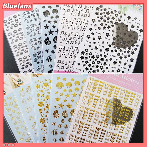 [BLM] Banyak 3D Golden Hitam Decal Stiker Nail Art Tip DIY Dekorasi Stamping Manicure