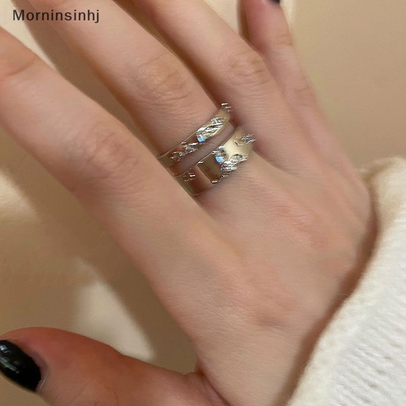 Mornin 2PCS Cincin Vintage Punk Berlian Imitasi Adjustable Untuk Wanita Retro Warna Silver Opening Knuckle Unisex Trendy Finger Ring Jewelry id