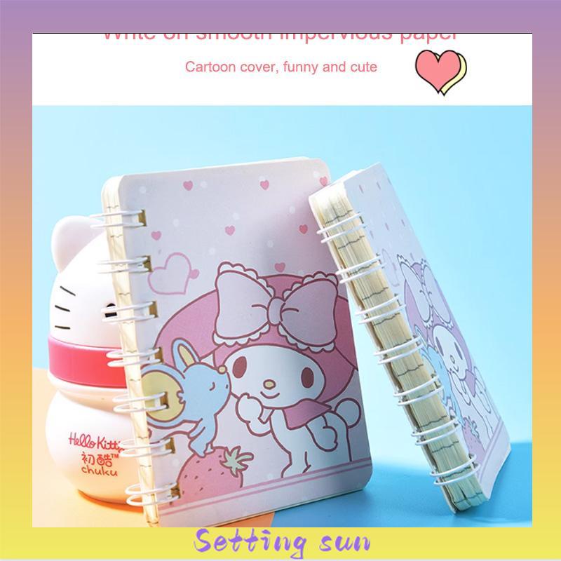 A7 Cute Mini Coil Notebook Kartun Kuromi Girly Notepad Portable Portable Small Diary TN