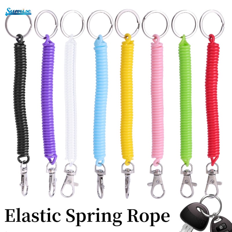 Tali Musim Semi Elastis Spiral Kecil Multifungsi Kunci Lanyard Populer Segar Ditarik Pencurian Anti-Hilang Keamanan Peregangan Ponsel Gantungan Kunci