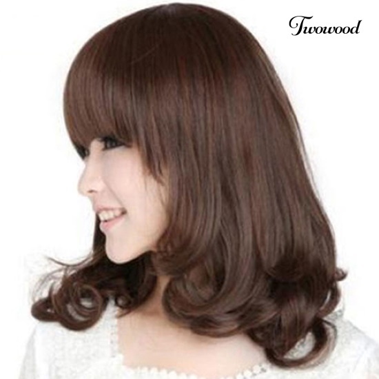 Twowood Fashion Wanita Tahan Panas Panjang Keriting Wig Rambut Kostum Cosplay Wig Penuh