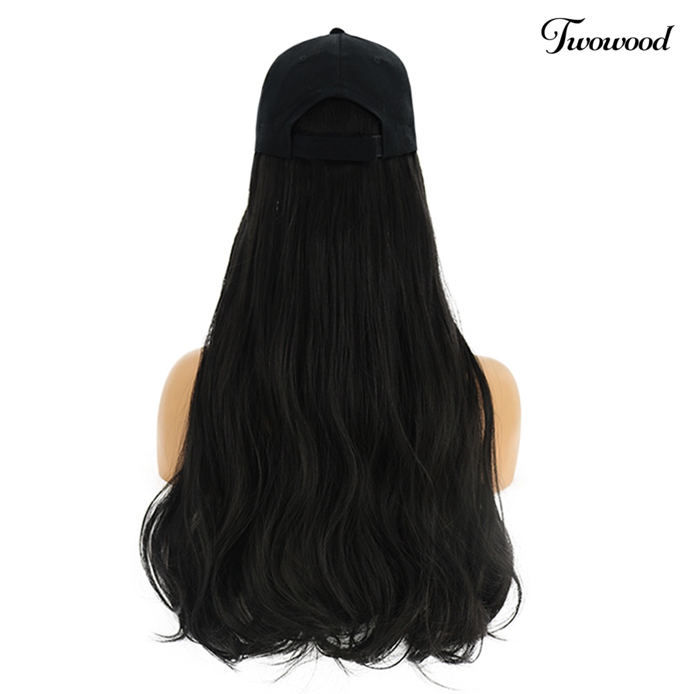 Twowood Charming Women Lady Wig Rambut Palsu Sintetis Keriting Panjang Hairpiece Hair Extension Dengan Topi