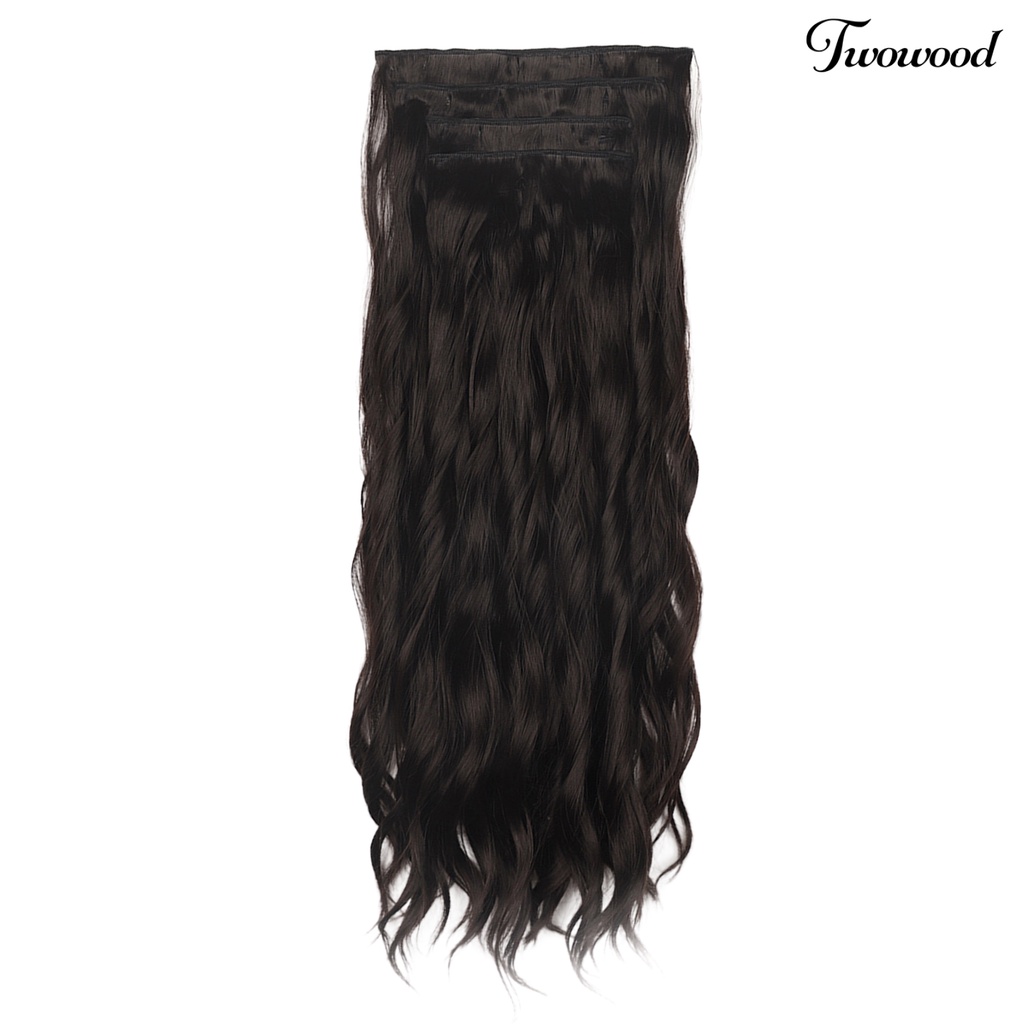 Twowood 1set 55cm Curly Hair Extension Dengan 4jepitan Rambut Berbulu Lembut Klip Serat Suhu Tinggi Dalam Panjang Bergelombang Hair Extension Daily Party Use