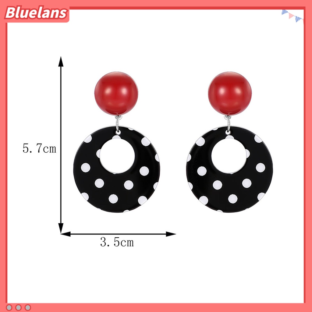 [BLS] 1pasang Anting Wanita Desain Dot Lingkaran Geometris Permukaan Halus Tahan Aus Berdandan Tahan Luntur Fashion Pesta Lady Stud Menjuntai Anting-Anting Perhiasan Aksesori