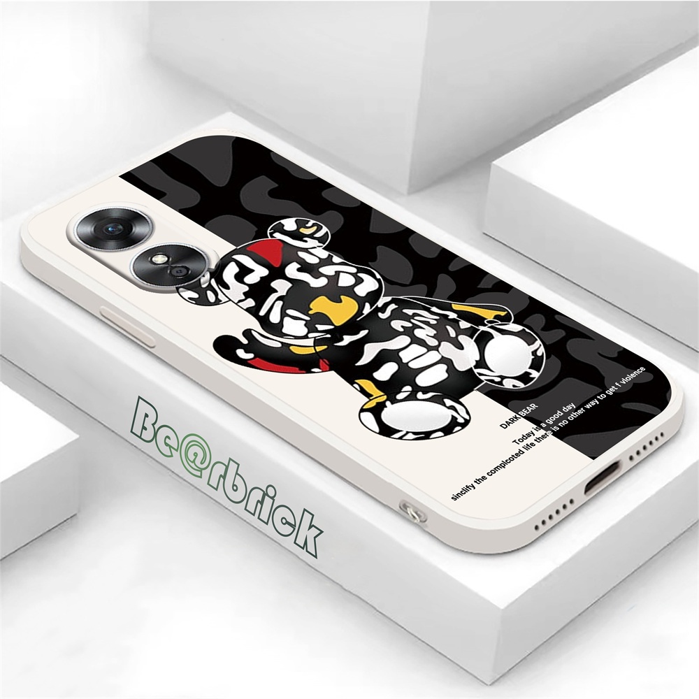 Oppo A78 Reno 8T A17 A57 2022 A15 A16 A16K A54 A53 A12 A5S A7 A3S A11k A52 A92 A94 A37 F9 5F A1K A31 A8 A55 C1 Toska Hijau Bearbrick Soft Silicone Case Cover DGX