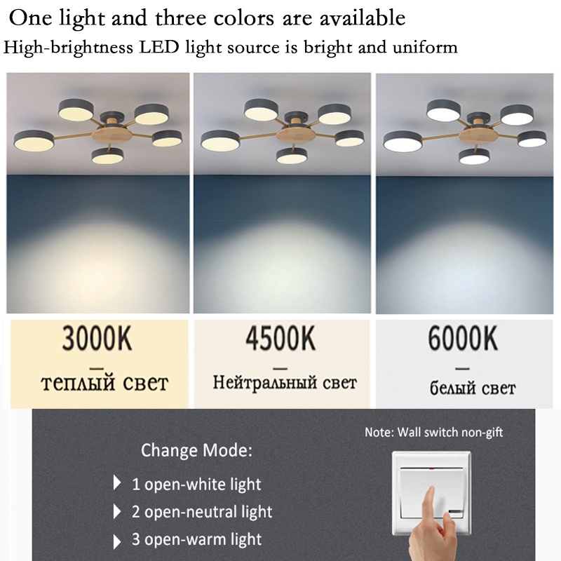 3 Warna Lampu Gantung LED Nordic Modern Minimalis Lampu Gantung Sederhana Lampu Langit-langit Gaya Ruang Tamu Dapur Lampu Gantung Putih Bola Kayu Lampu Gantung LED/Lampu Gantung Kamar