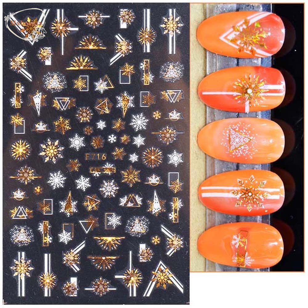 Mxbeauty Christmas Stiker Kuku Wanita Musim Dingin Pesona Elk Manicure Aksesoris Pohon Natal Tanduk Rusa Nail Art Dekorasi