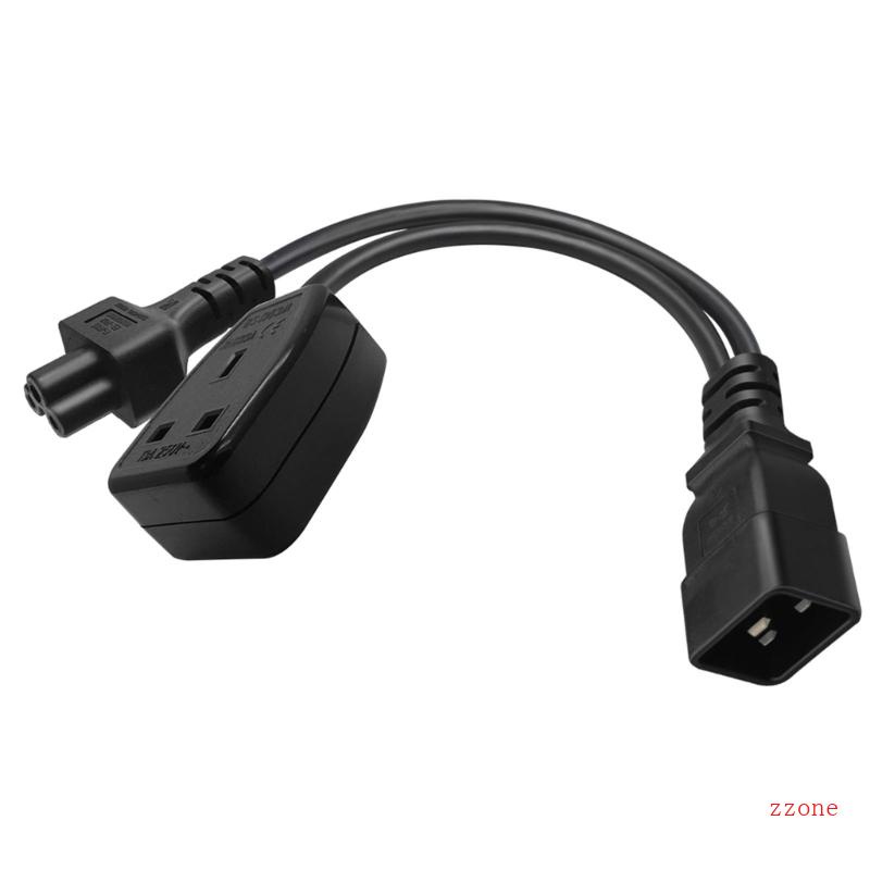 Zzz IEC320-C20 Male to IEC320-C5 +UK 13A Female Adapter Cord Y-splitter Power Line