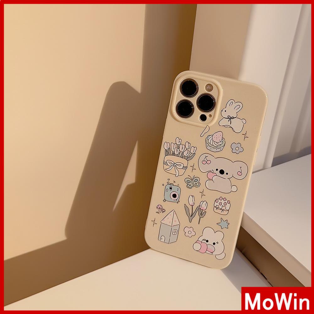 Case iPhone 14 Pro Max iPhone Case Cream Glossy Film Lembut TPU Shockproof Kamera Case Perlindungan Hewan Lucu Kompatibel dengan iPhone 13 Pro Max 12 Pro Max 11 Xr X Max 7Plus 8Plus