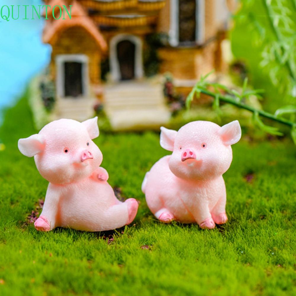 Quinton Pig Miniatur Mini DIY Pink Pig Patung Hewan Nakal Mainan Aksesori Rumah Boneka