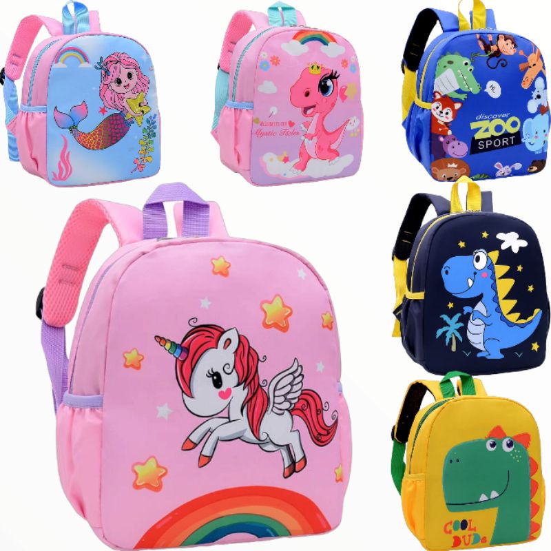 Tas Anak Terbaru Ransel Sekolah PAUD TK Dinir Motif Dino Unicorn Mermaid Zoo Dinosaurus Lucu Taman Kanak Kanak