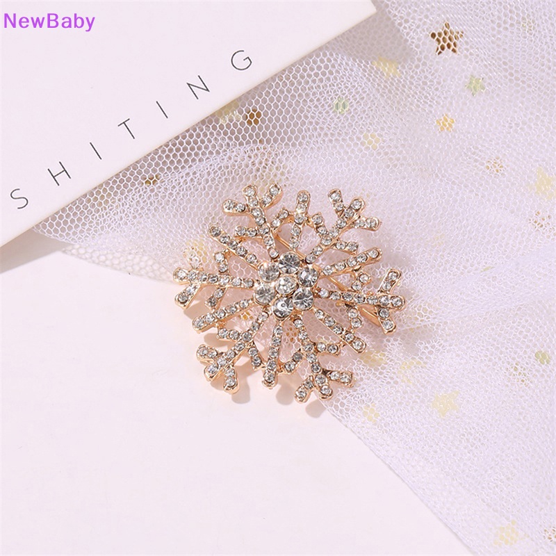 Newbaby Pin Baju Berlian Imitasi Bros Snowflake Lapis Emas Perak Untuk Wanita ID