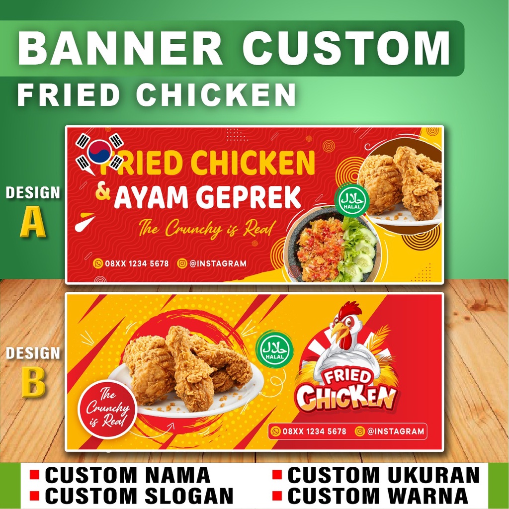Cetak Spanduk Fried Chicken - Ayam Bakar Goreng - Spanduk Ayam Geprek