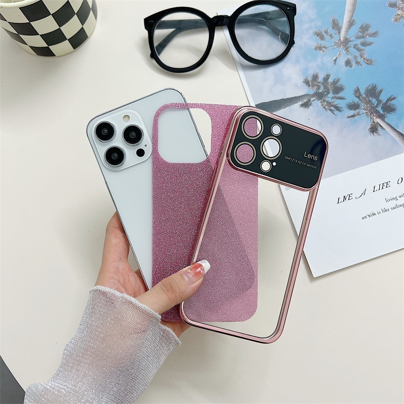 IPHONE Casing Ponsel Bubuk Flash Gradasi Jendela Besar Electroplated Iphone14 13 12 11 Pro MAX X XS MAX XR 7 8 Plus Shockproof Case Cover